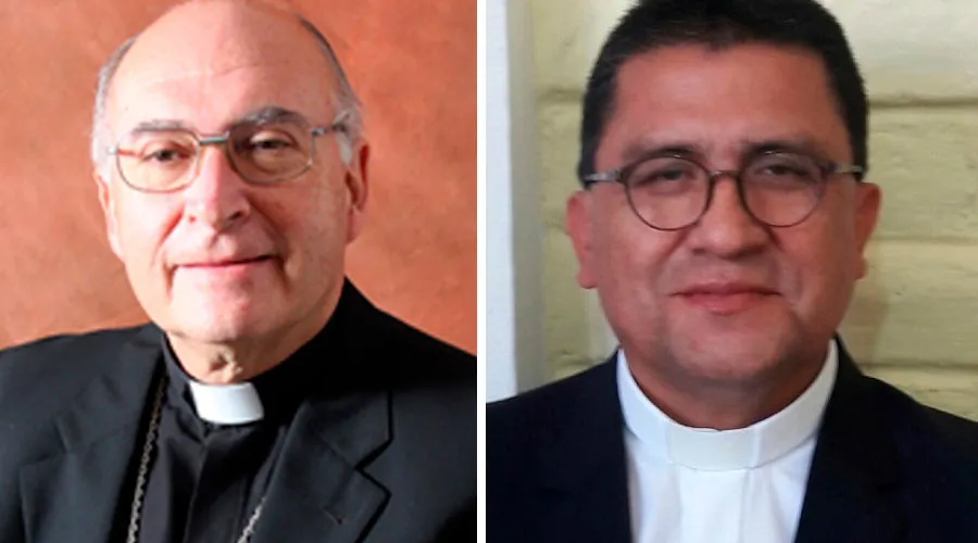 Bishop Julio Parrilla Díaz (L) and Father Gerardo Miguel Nieves Loja (R), whose resignations as Bishop and Coadjutor Bishop Elect, respectively, of Riobamba were accepted April 28, 2021. Credit: Ecuadorian Bishops' Conference.